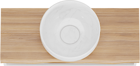 Balmani Life Edge Mini tablette 55 x 22,50 cm teck avec Bowl vasque à poser en marbre Carrara