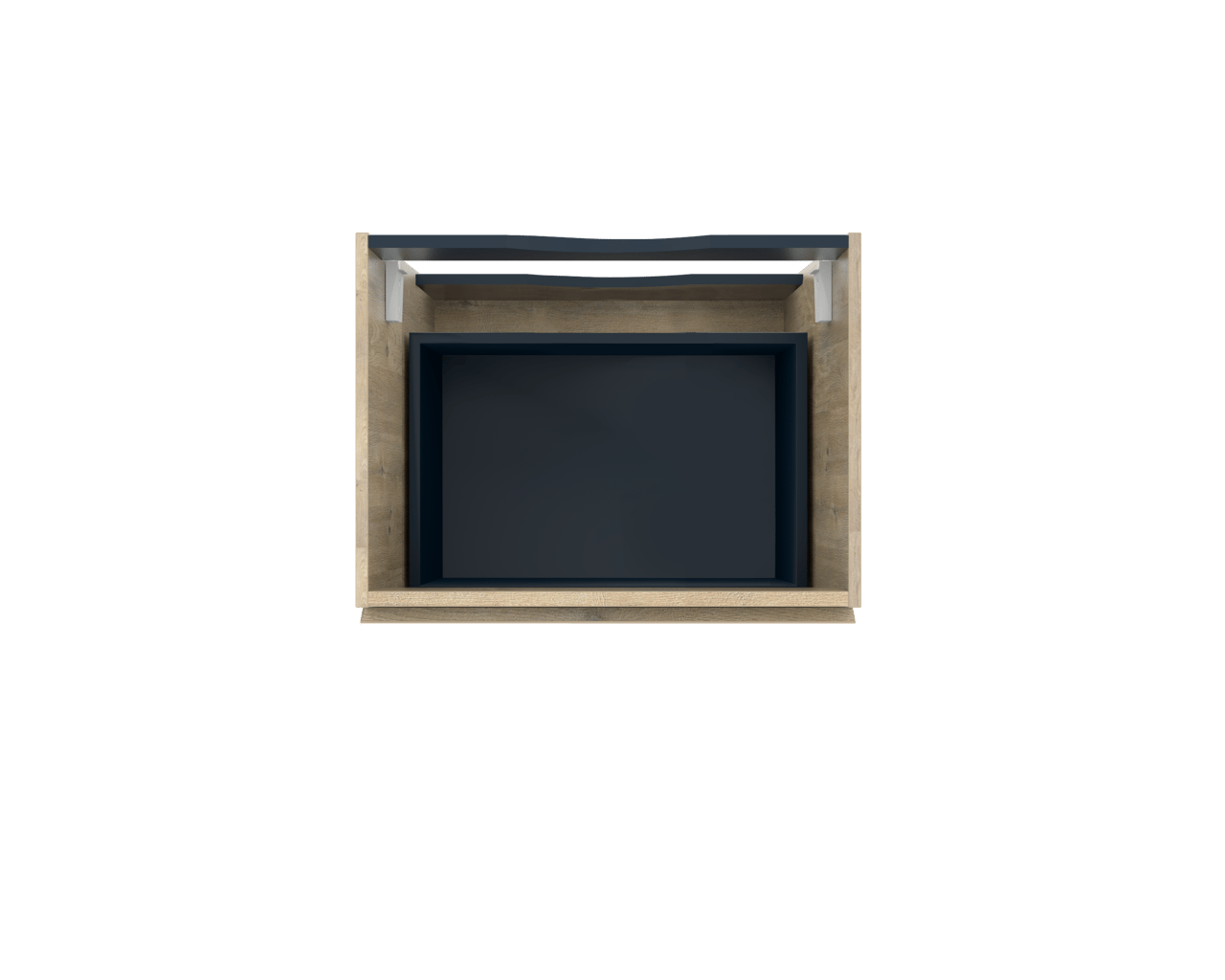Linie Lado hängender Waschbeckenunterschrank: 60 x 46 cm, Eiche Natur, 2 Schubladen