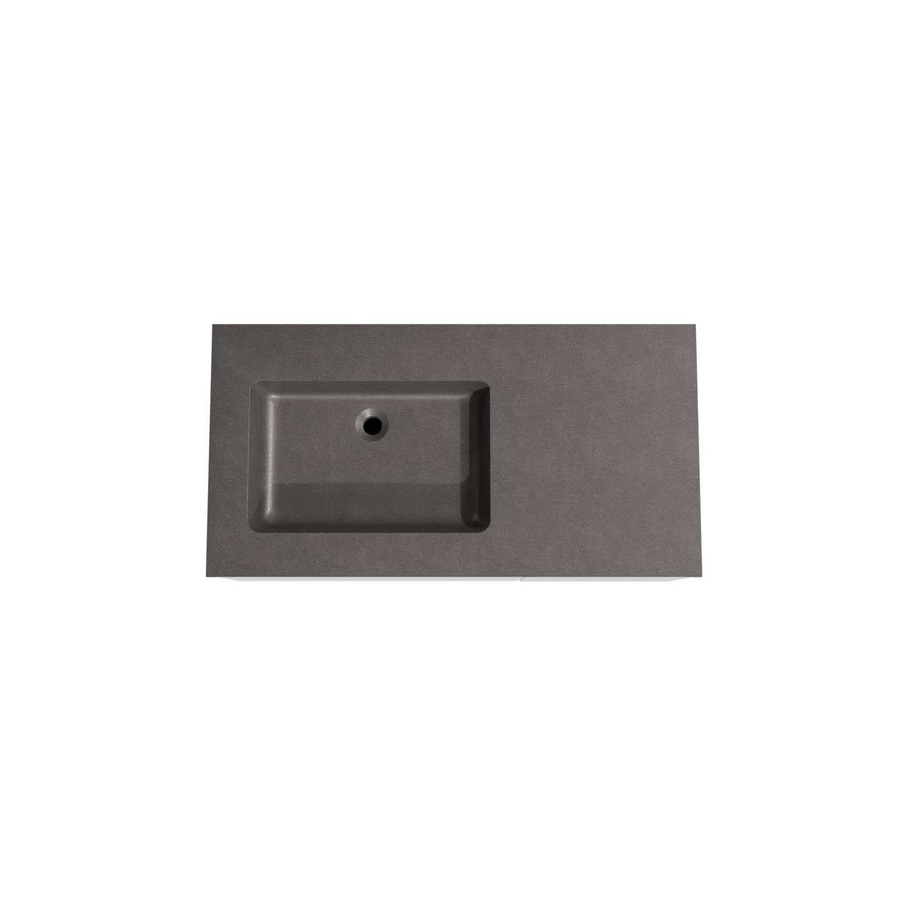 Storke Edge meuble salle de bains suspendu 100 x 52 cm blanc mat avec Scuro plan vasque asymétrique à gauche en quartz noir mat