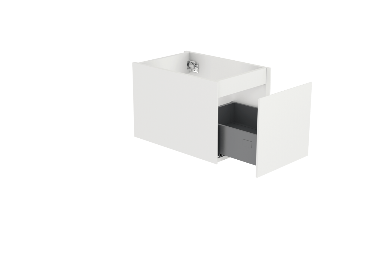 Storke Edge hängender Waschbeckenunterschrank: 35 x 52 cm, Weiß matt, 1 Schublade
