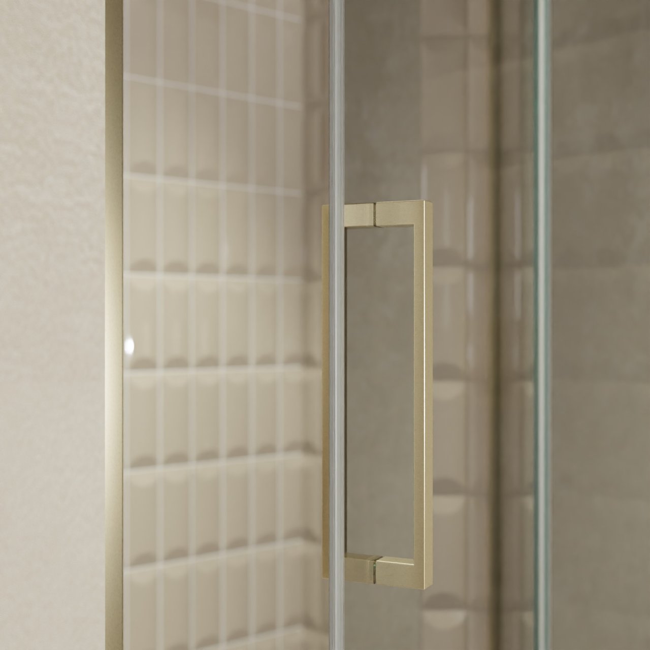 Balmani Senses Design porte pivotante à droite 120 cm x 210 cm verre Miroir Reflex, Profil Brushed Champagne Gold, coating inclus