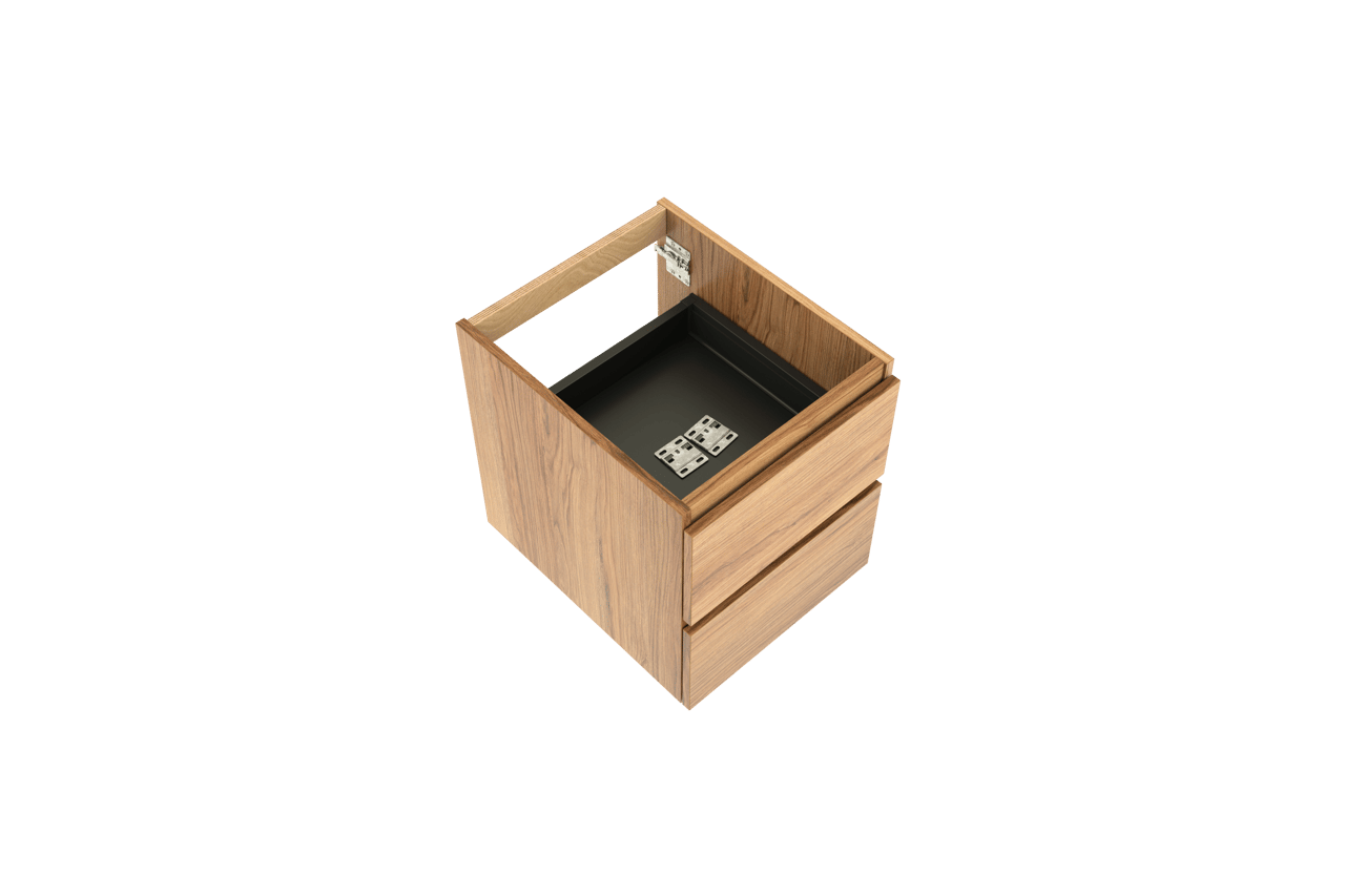 Balmani Lucida zwevende wastafelonderkast 45 x 55 cm teak 2 lades