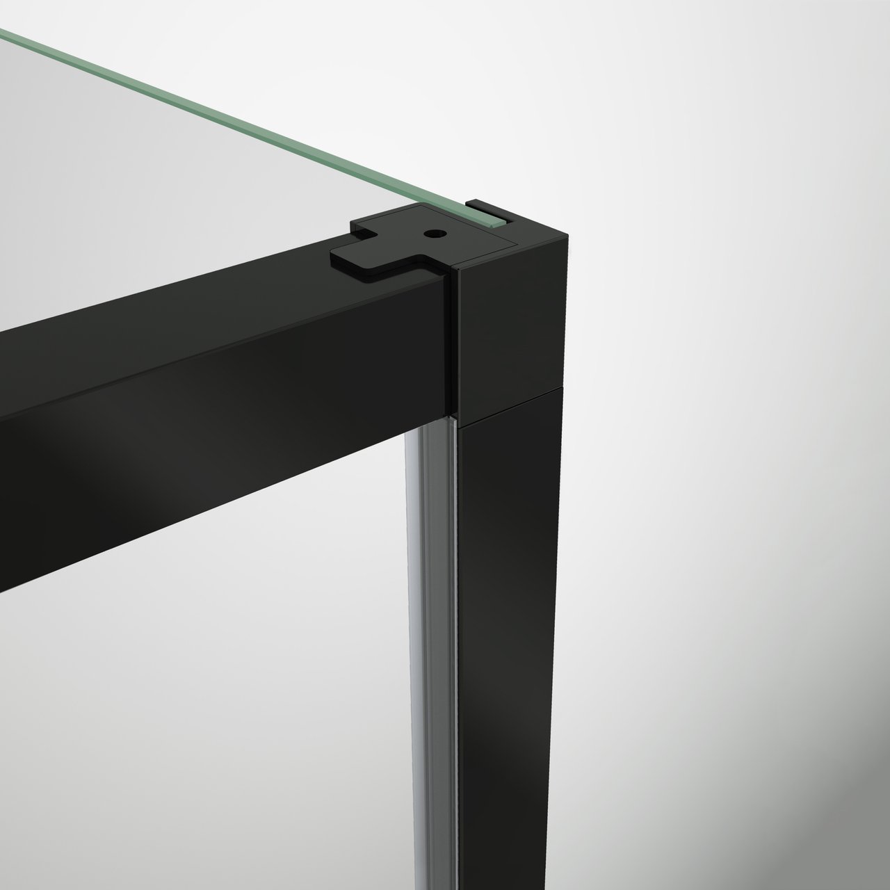 Luca Varess Senses douchehoek met schuifdeur en vaste zijwand 90 x 140 cm helder glas mat zwart profiel
