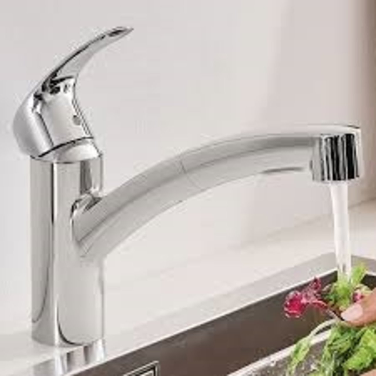 Grohe Eurosmart keukenkraan met uittrekbare handdouche glanzend chroom
