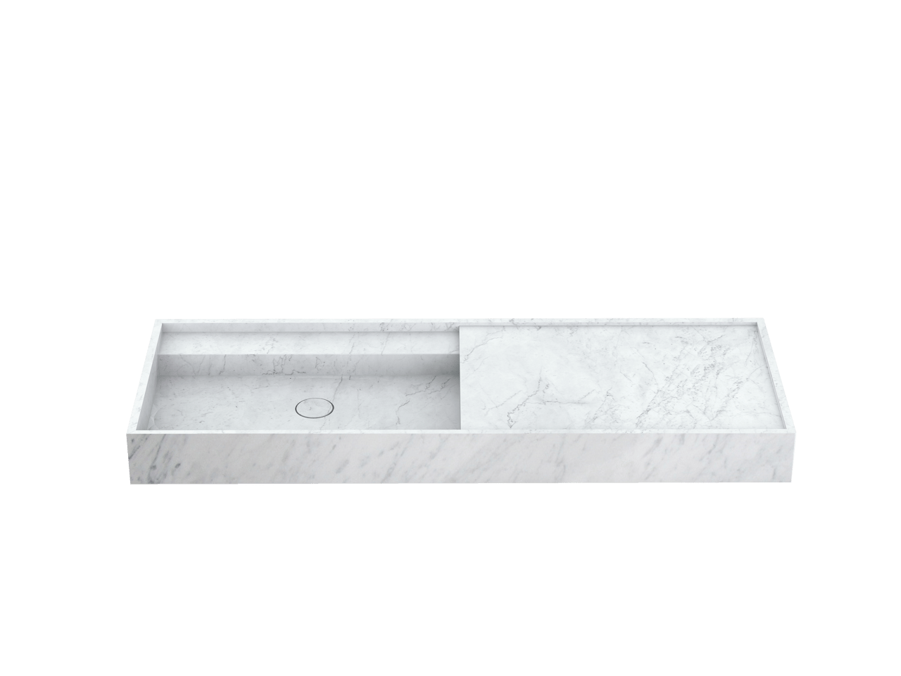 Balmani Cubo vasque asymétrique gauche marbre carrara 140 x 49 cm