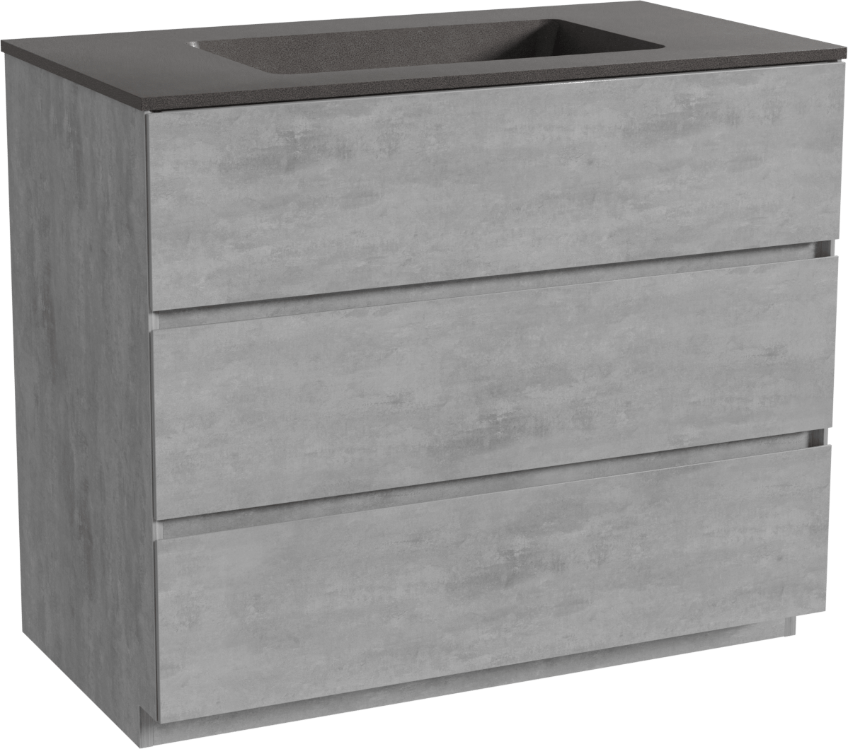 Storke Edge staand badmeubel 95 x 52 cm beton donkergrijs met Scuro enkele wastafel in kwarts mat zwart