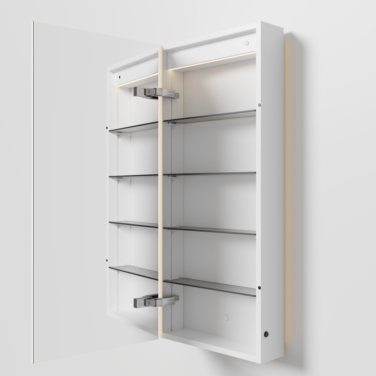 Balmani Mara Spiegelschrank 45 x 100 cm Weiβ matt, mit Spiegelbeleuchtung und Anti-Beschlag Spiegelheizung