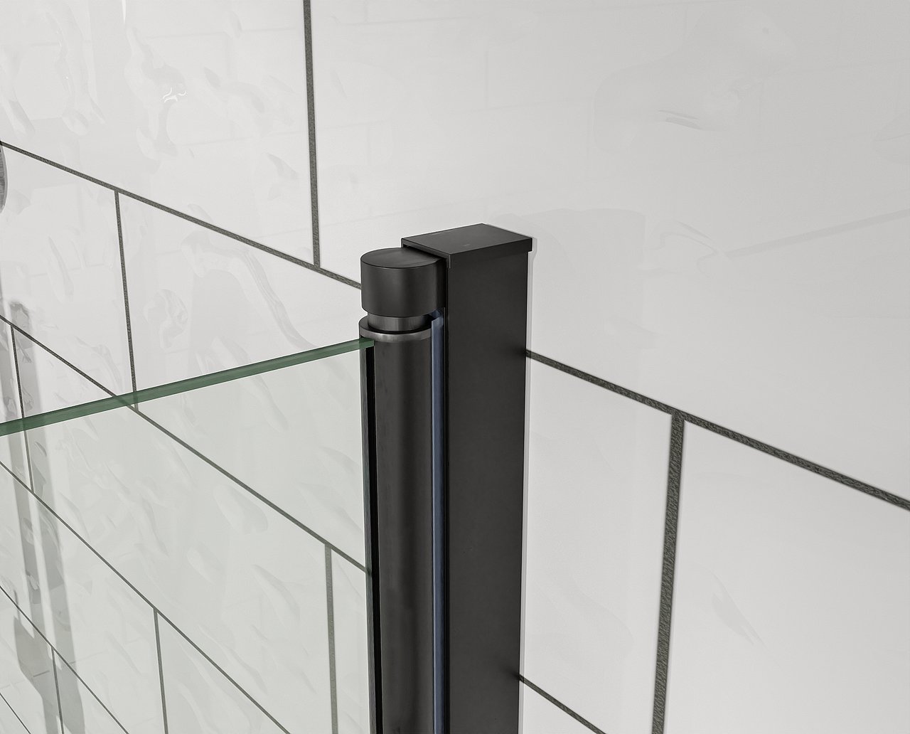 Linie Milos enkele badwand 85 cm met mat zwarte profiel