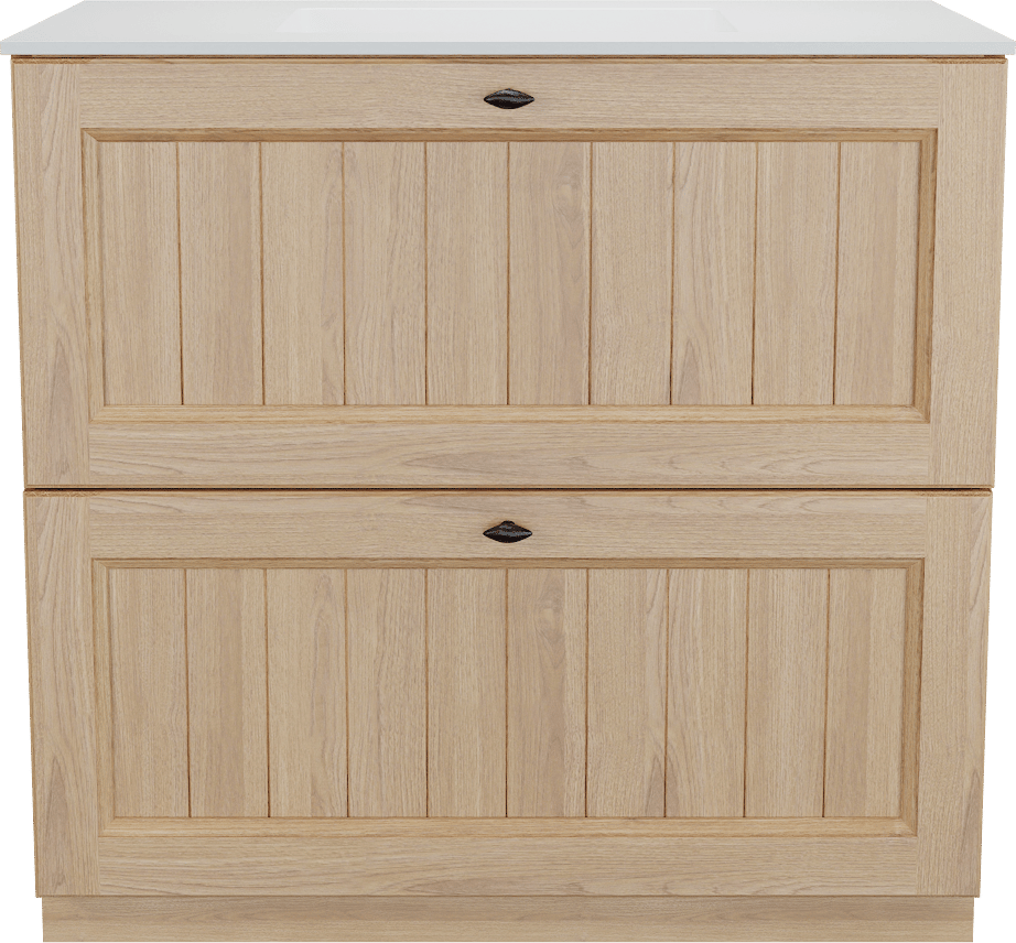 Balmani Lemon staand badmeubel 90 x 55 cm, fineer naturel eiken met Tablo Stretto enkele wastafel in mat wit