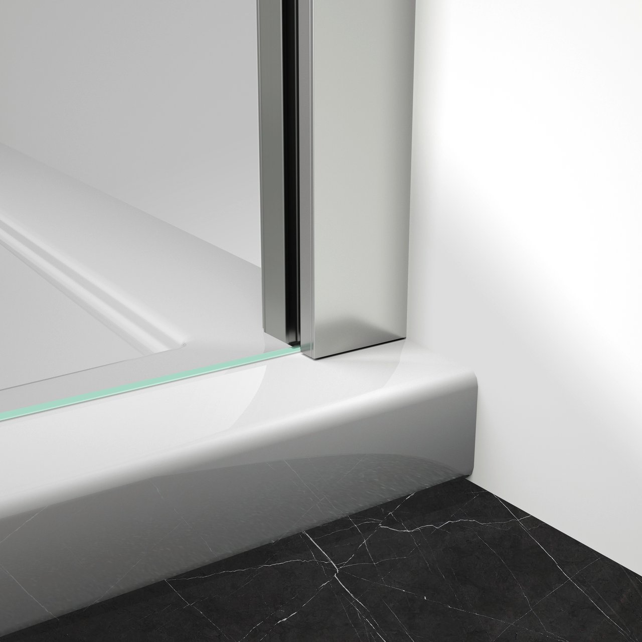 Luca Varess Nona porte pivotante 90 x 200 cm verre transparent profil chrome brillant
