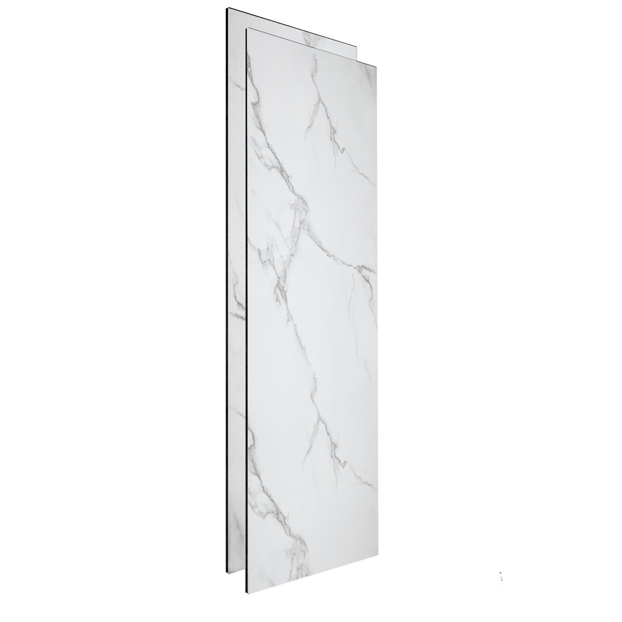 Linie Plato set douchewandbekleding set 2 x 90x210 cm pvc witte marmer look Trentino