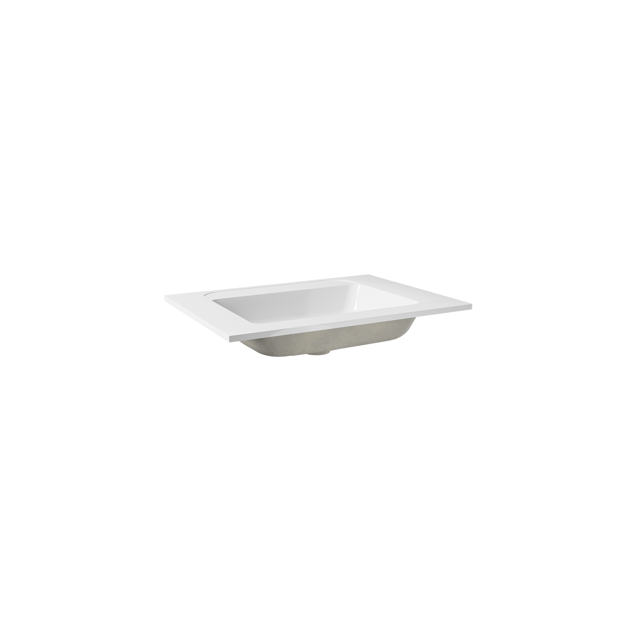 Balmani Tablo Strada enkele wastafel Glanzend Witte composietmarmer 75 x 55 cm