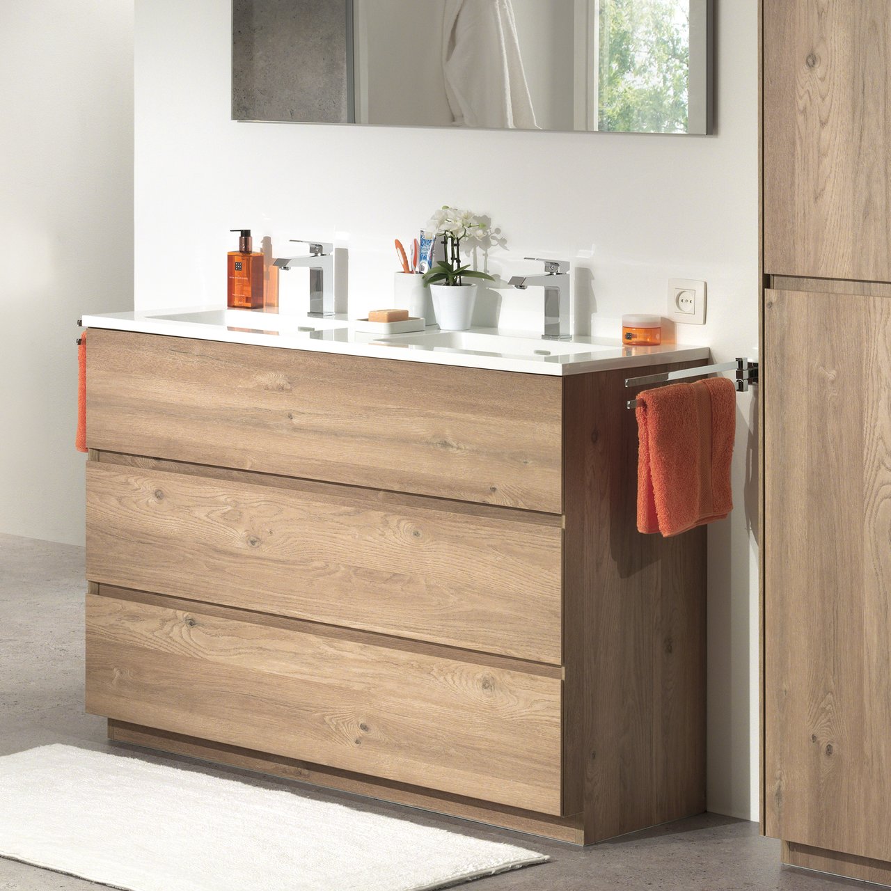 Storke Bilia double vasque marbre composite brillant 120 x 46 cm