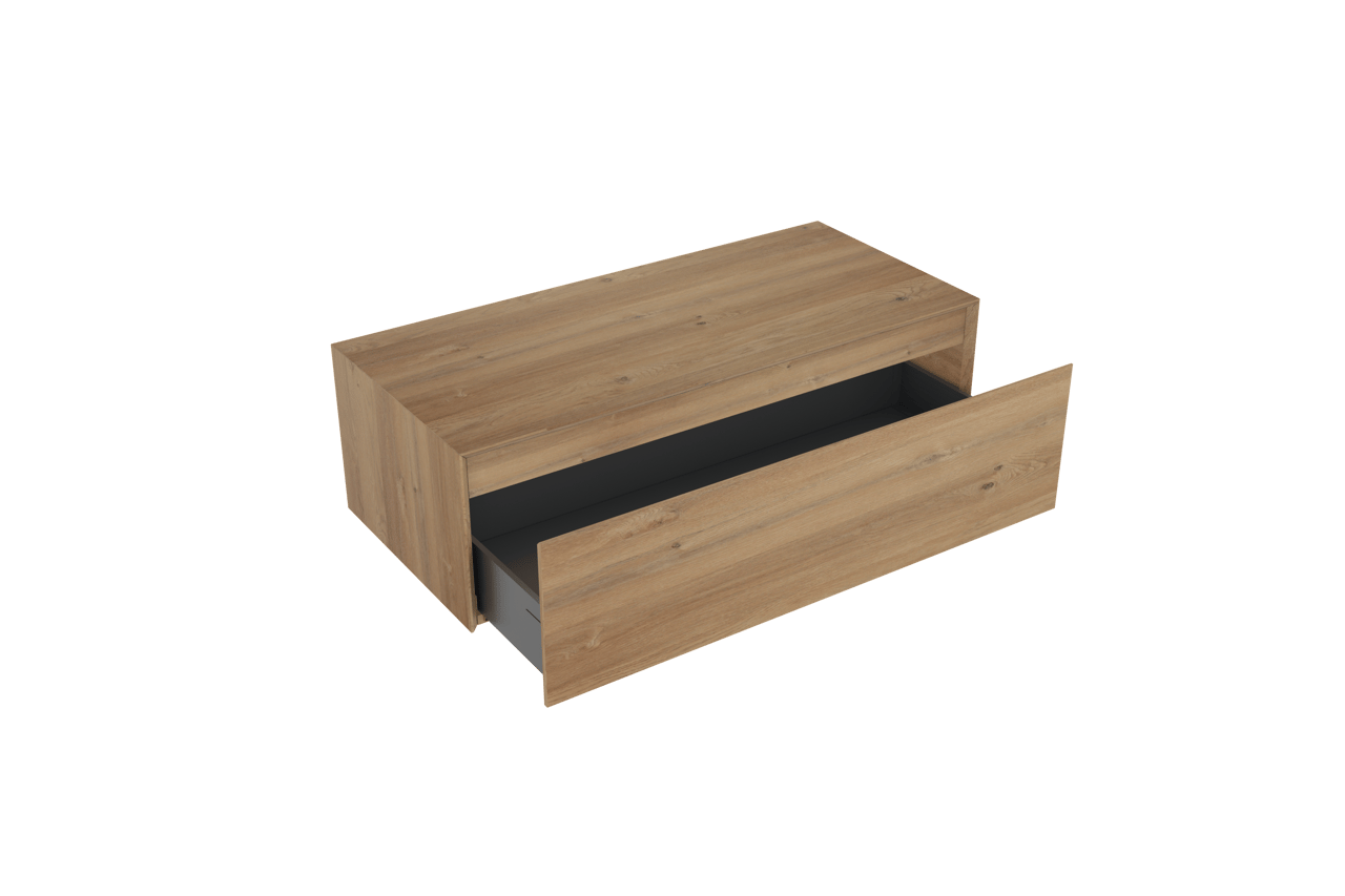 Storke Edge Modulo hängender Waschbeckenunterschrank: 105 x 48 cm, Eiche rustikal, 1 Schublade
