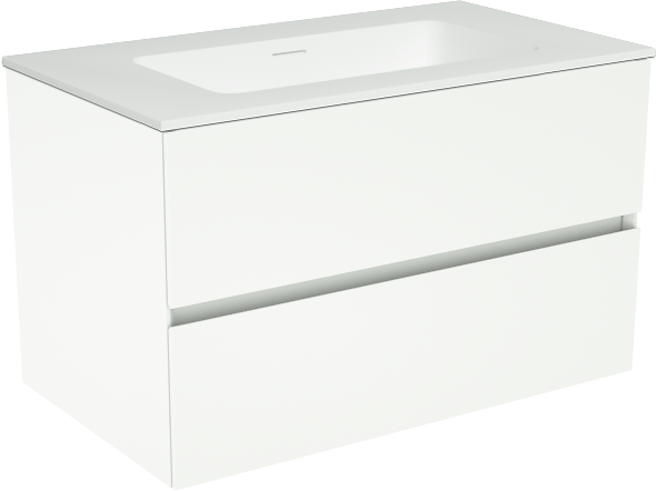 Storke Edge meuble salle de bains suspendu 80 x 46 cm blanc mat avec Mata plan simple en solid surface blanc mat