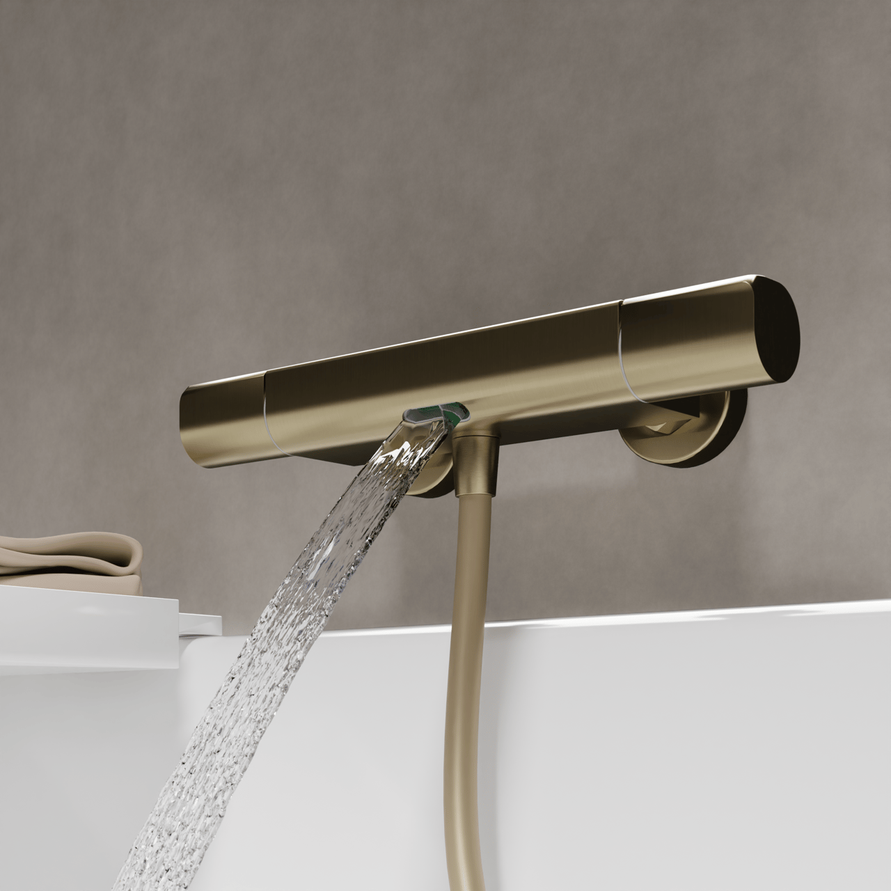 Blaufoss Eris Thermostat-Armatur Wandmontage Aufputz Badewannenarmatur brushed champagner gold