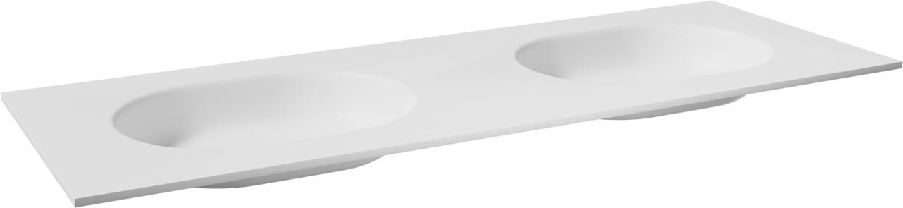 Balmani Tablo Oval dubbele wastafel mat witte Solid Surface 150 x 55 cm