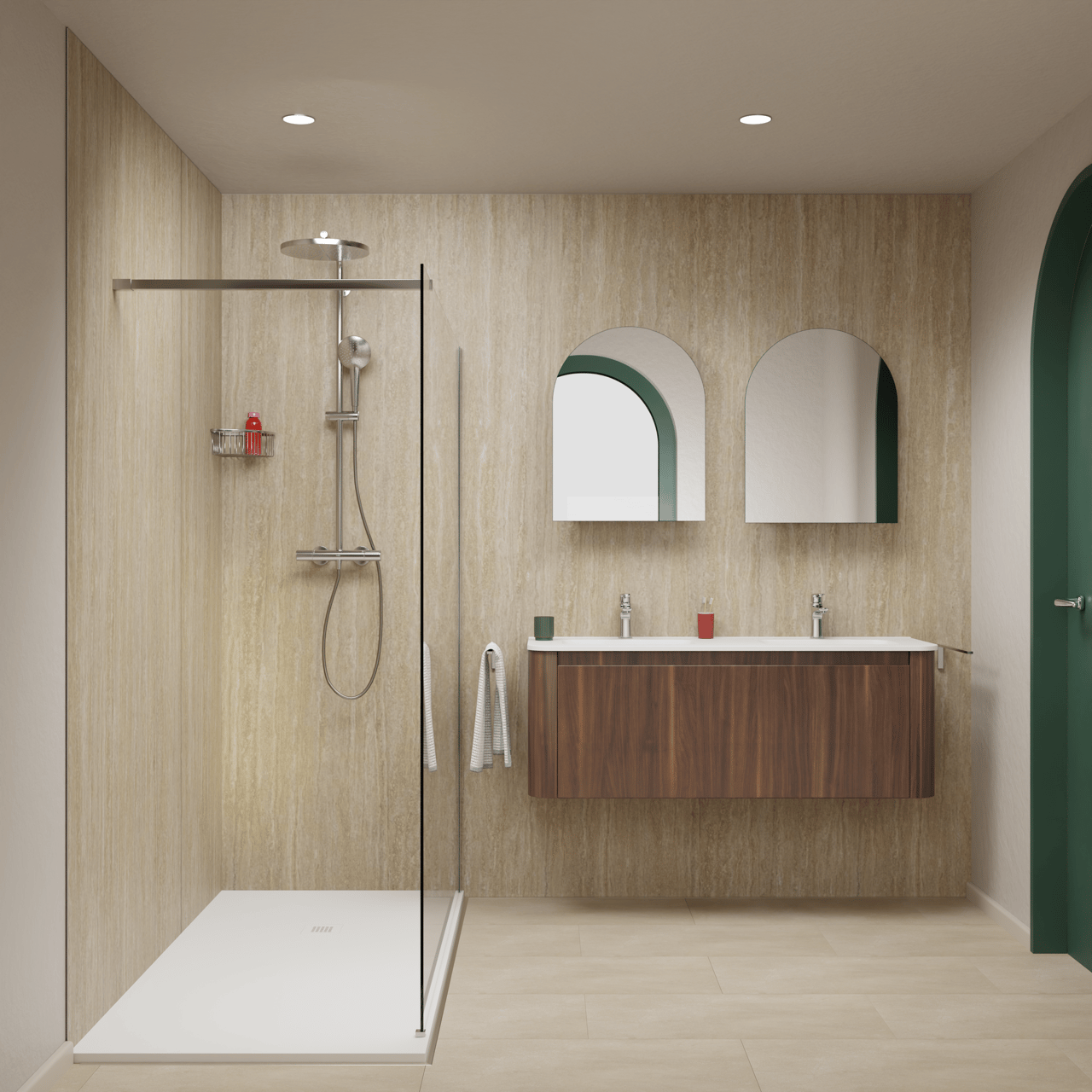 Florris Sevilla SPC wandpanelen, 2 stuks, 120 x 260 cm, Travertin