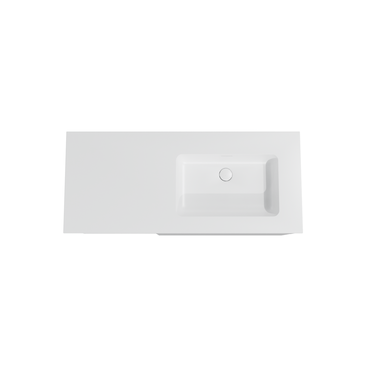 Storke Edge meuble salle de bains suspendu 120 x 52 cm blanc brillant avec Mata plan vasque asymétrique à droite en solid surface blanc mat