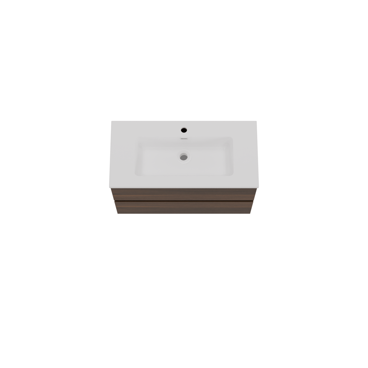 Storke Edge hängendes Möbelstück Set: 80 x 40 cm, Nussbaum, mit Diva Einzelwaschtisch, Marmorkomposit Weiß glänzend