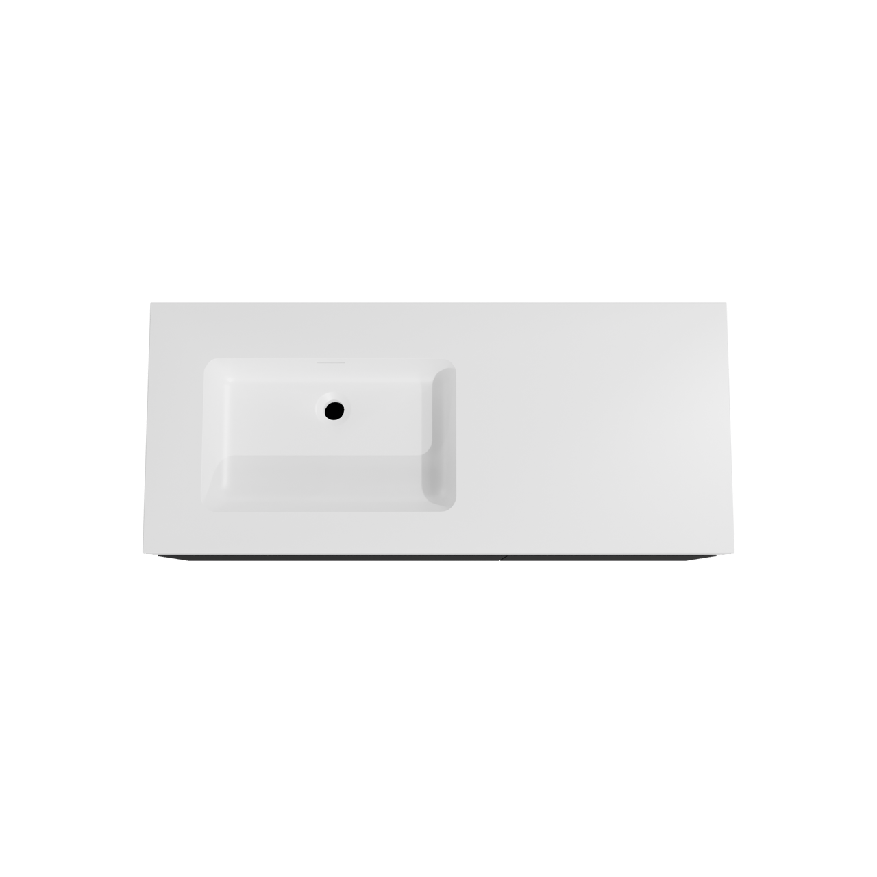 Storke Edge zwevend badmeubel 120 x 52 cm mat zwart met Mata High asymmetrisch linkse wastafel in solid surface mat wit