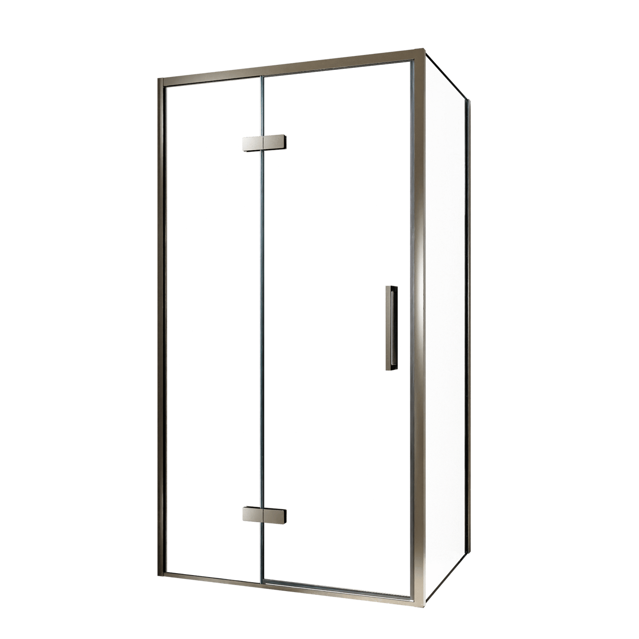 Balmani Senses Design douchehoek met linkse draaideur en vaste zijwand, 100 x 70 cm, Helder glas, Brushed GunMetal profielen