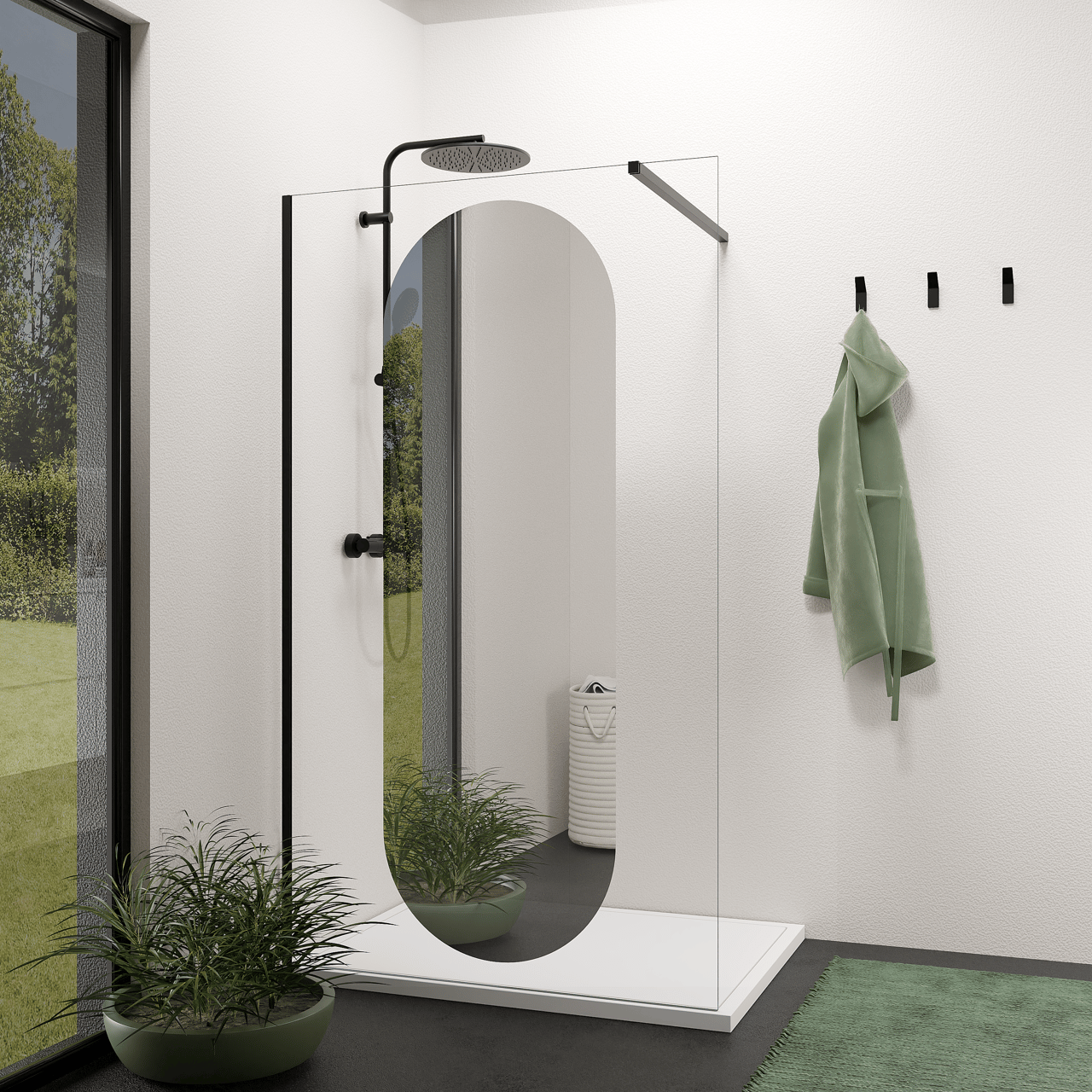 Balmani Modular paroi de douche Miroir Reflex ovale 116 x 200 cm