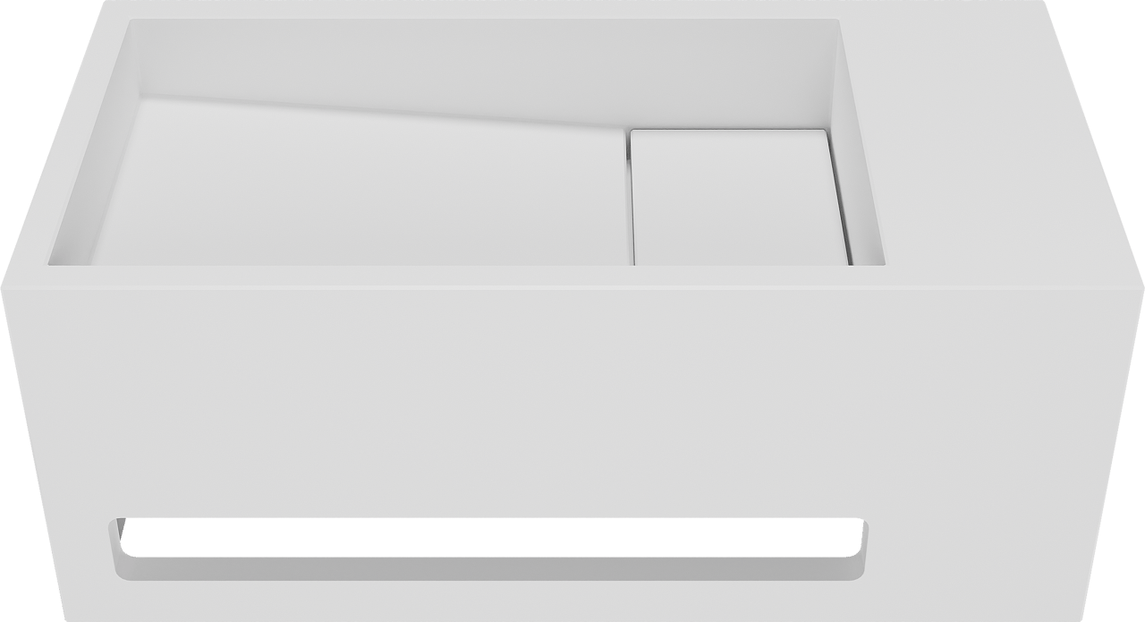 Balmani Mood High lave-mains 36 x 18 cm Solid Surface blanc mat avec porte-serviettes