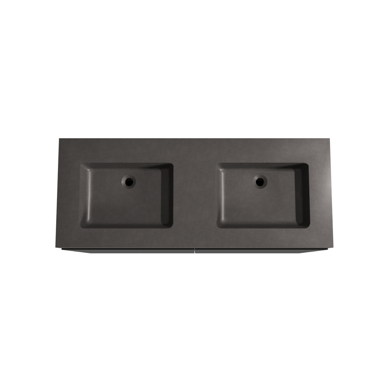 Storke Edge staand badkamermeubel 130 x 52 cm mat zwart met Scuro High dubbele wastafel in kwarts mat zwart