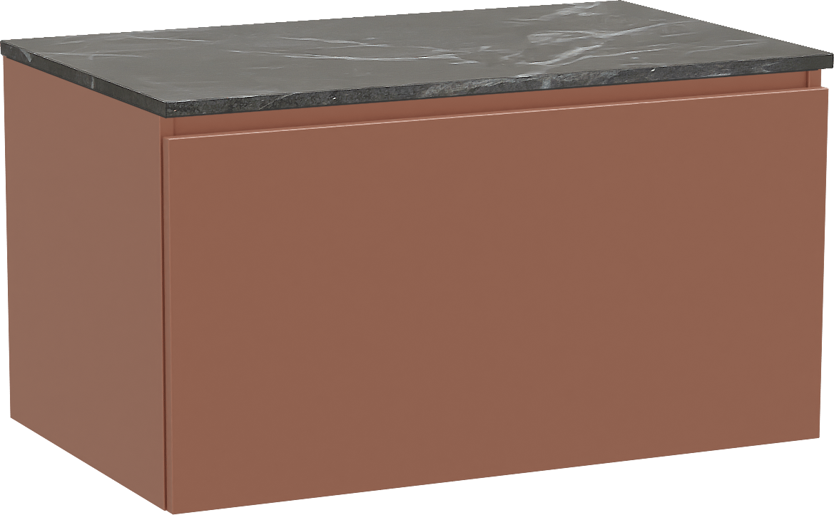 Balmani Sfera by Lucida meuble salle de bains suspendu 90 x 55 cm cotto avec Stretto tablette simple en marbre pietra grey