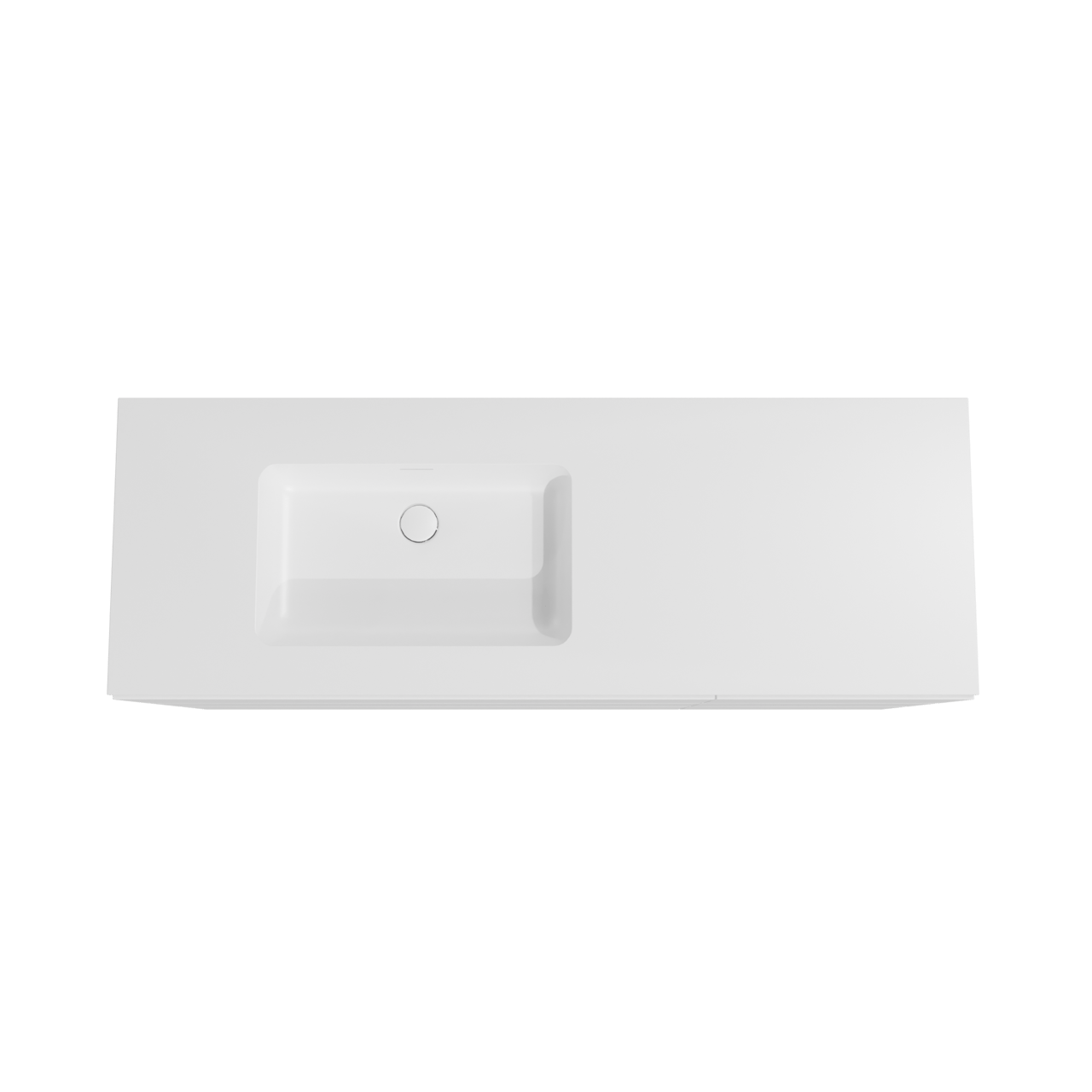Storke Edge staand badkamermeubel 150 x 52 cm mat wit met Mata asymmetrisch linkse wastafel in solid surface mat wit