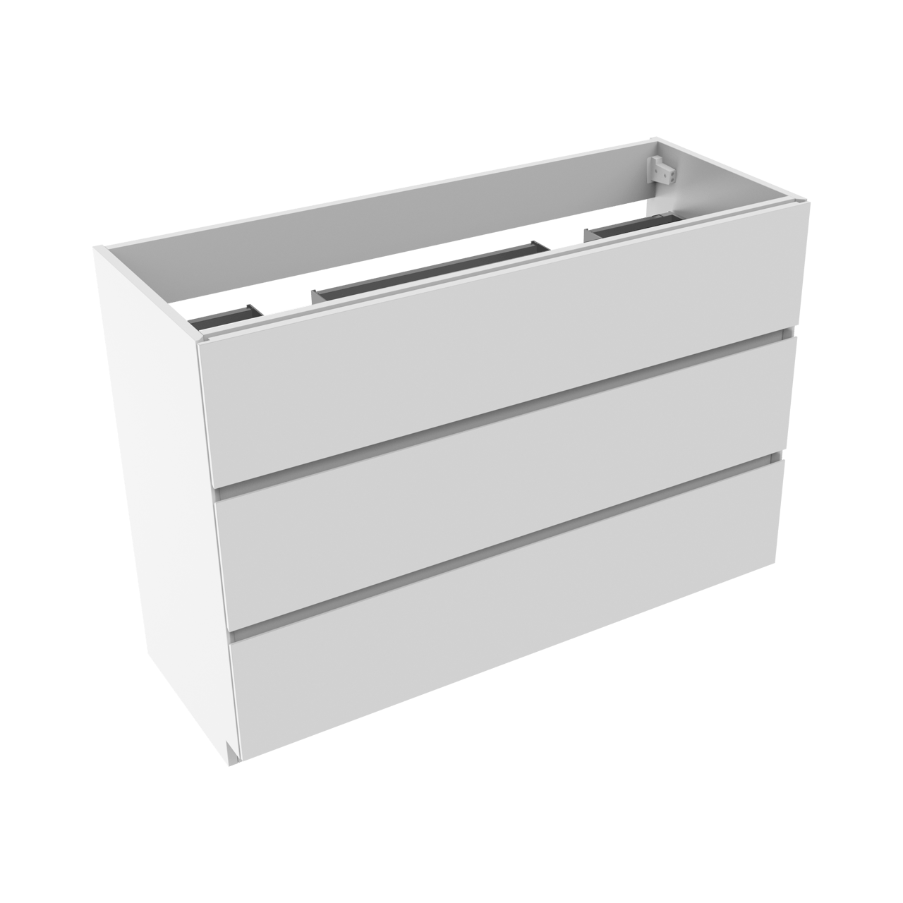 Storke Edge staande wastafelonderkast 120 x 46 cm hoogglans wit 3 lades 2 sifonuitsparingen