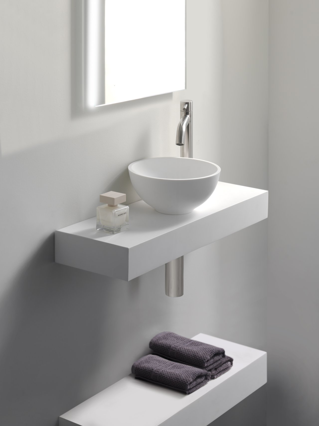 Balmani Nova Handwaschbecken: Solid Surface, Weiß Matt 60 x 20 cm