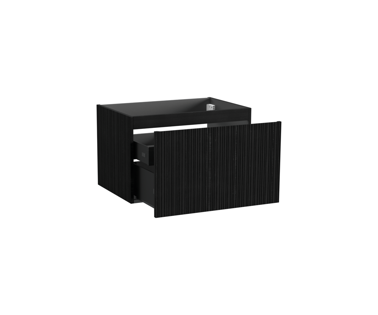 Storke Ribs meuble sous-lavabo suspendu 75 x 52 cm chêne noir 2 tiroirs