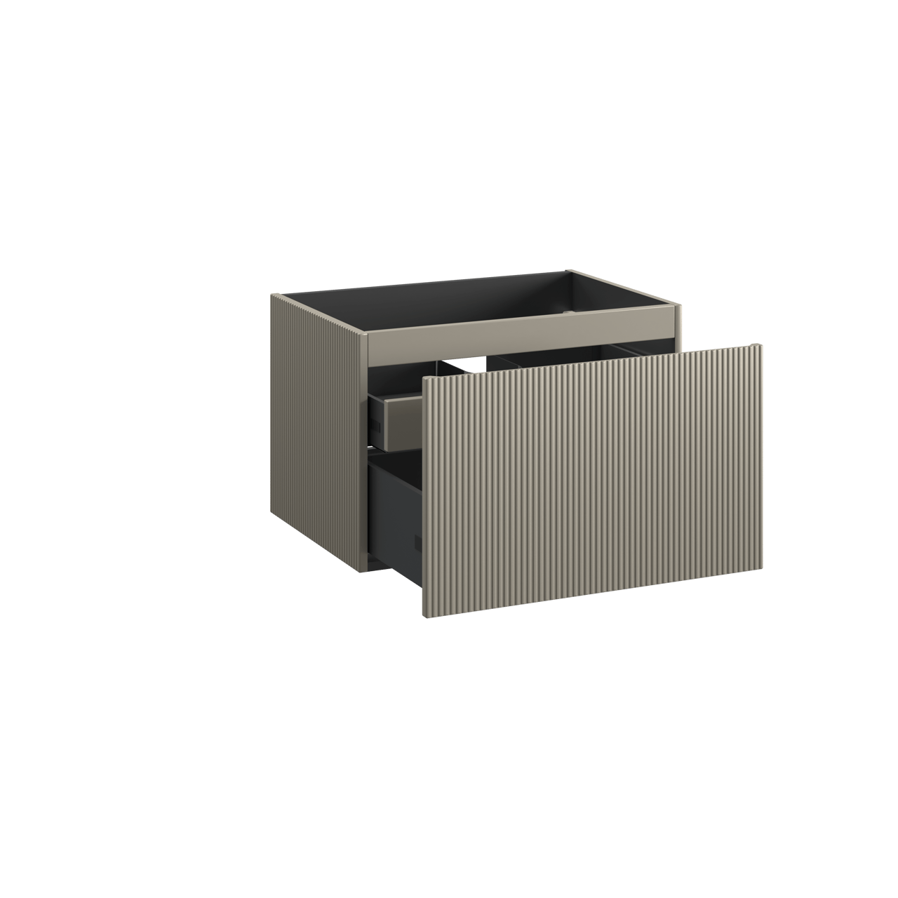 Storke Ribs meuble sous-lavabo suspendu 75 x 52 cm soie grise 2 tiroirs
