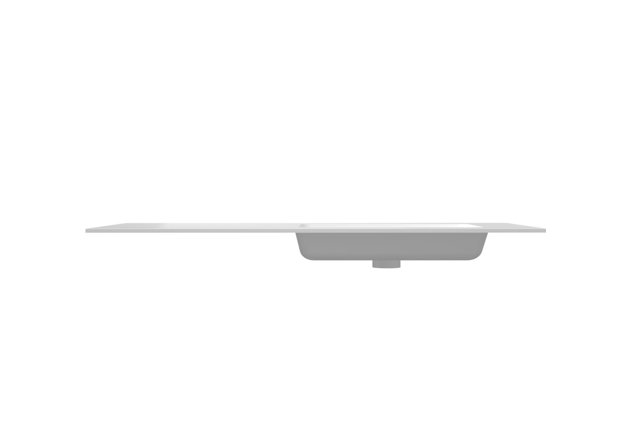 Storke Mata asymmetrisch rechtse wastafel matte solid surface 130 x 52 cm combinatie kast 45 cm