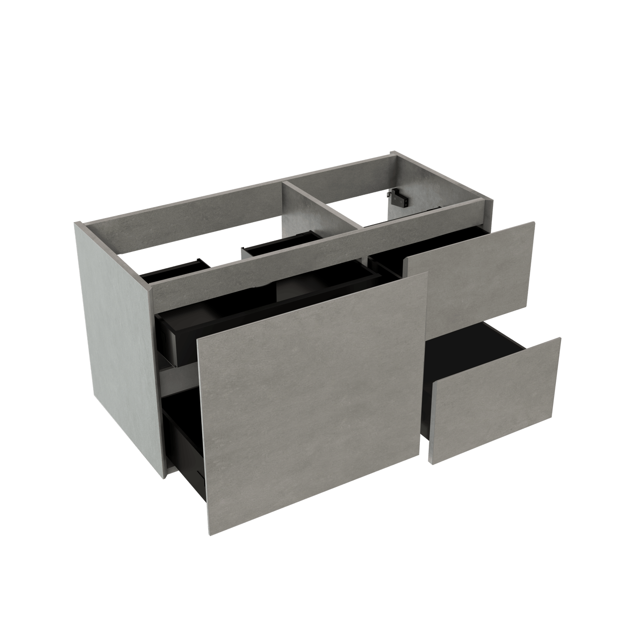 Storke Edge zwevende wastafelonderkast 100 x 46 cm asymmetrisch links beton donkergrijs 3 lades