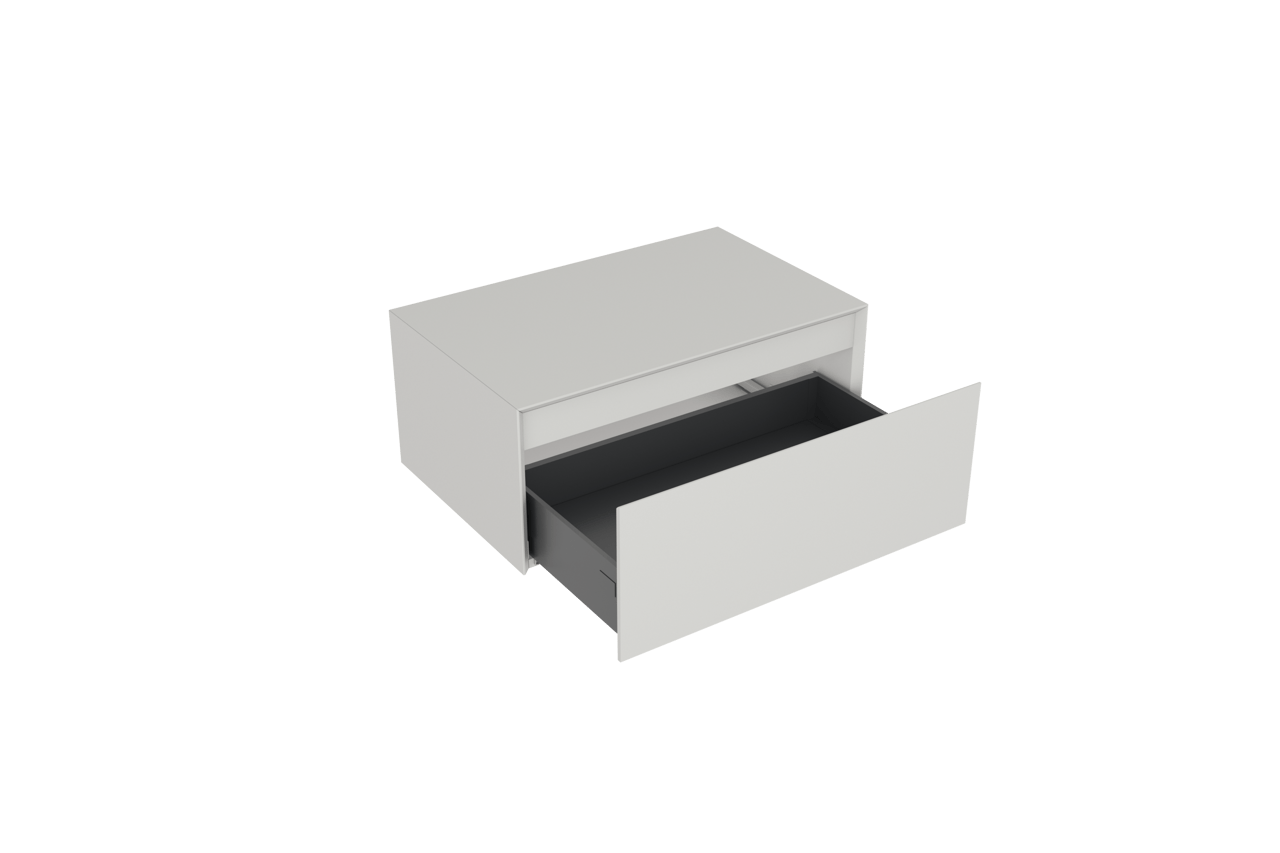 Storke Edge Modulo hängender Waschbeckenunterschrank: 75 x 48 cm, Weiß matt, 1 Schublade
