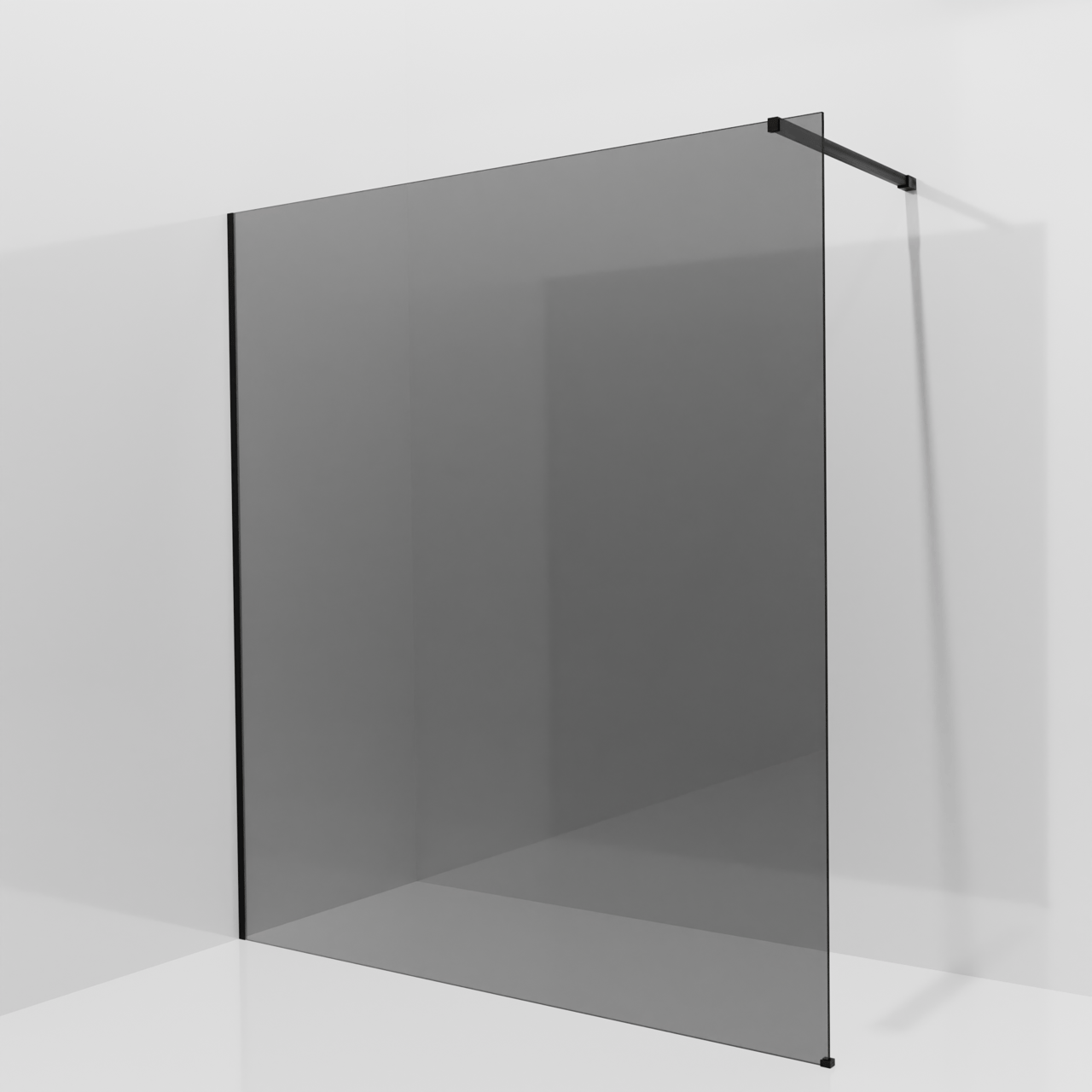 Balmani Modular inloopdouche: 180 x 200 cm, Rookglas, Mat zwarte profielen