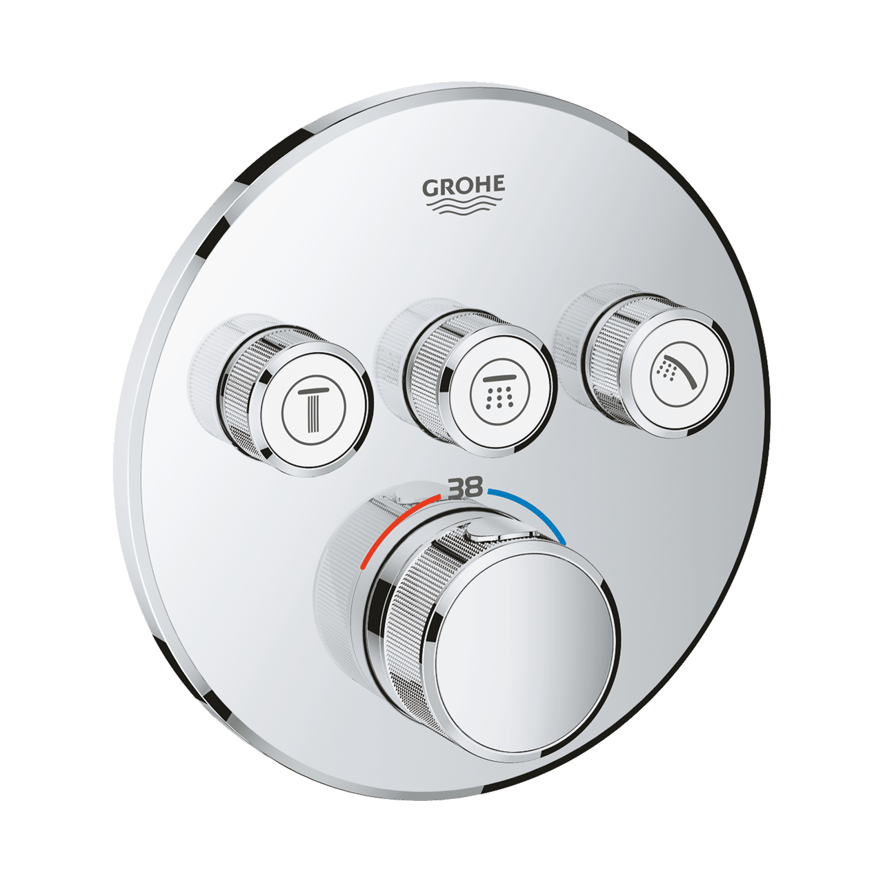 Grohe Grohtherm SmartControl Round Thermostat-Duscharmatur: Unterputz, für 3 Verbraucher, Chrom glänzend