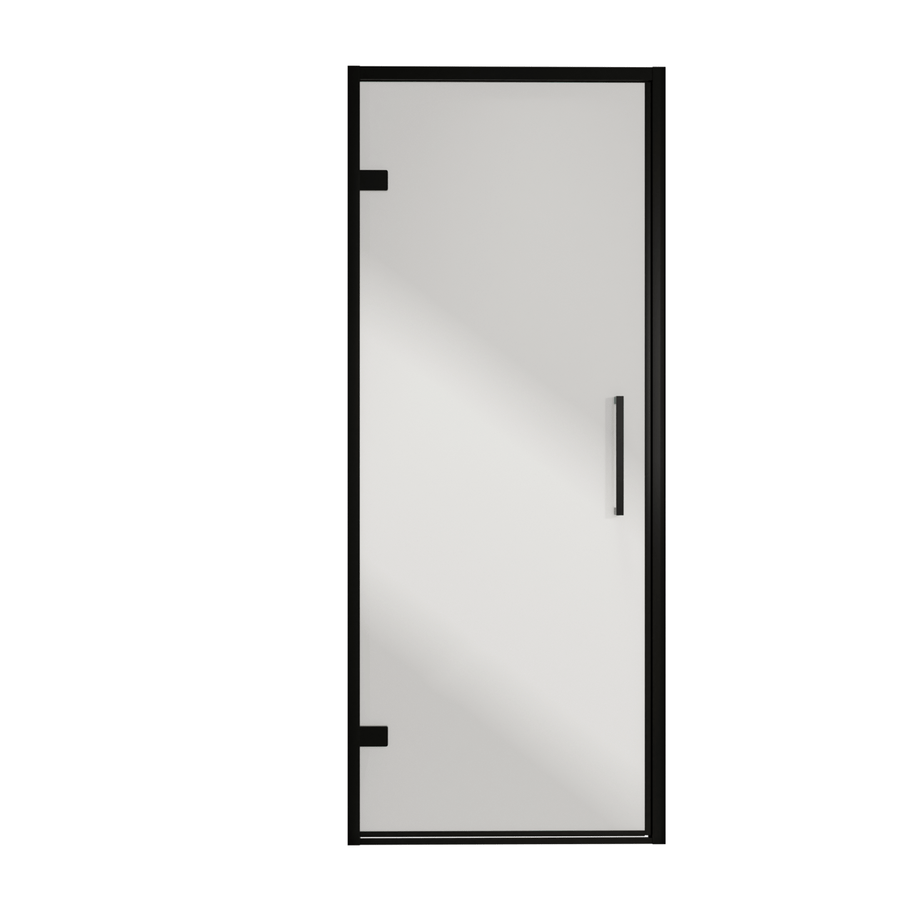 Balmani Senses Design porte pivotante à gauche 90 cm x 210 cm verre Miroir Reflex, Profil noir, coating inclus