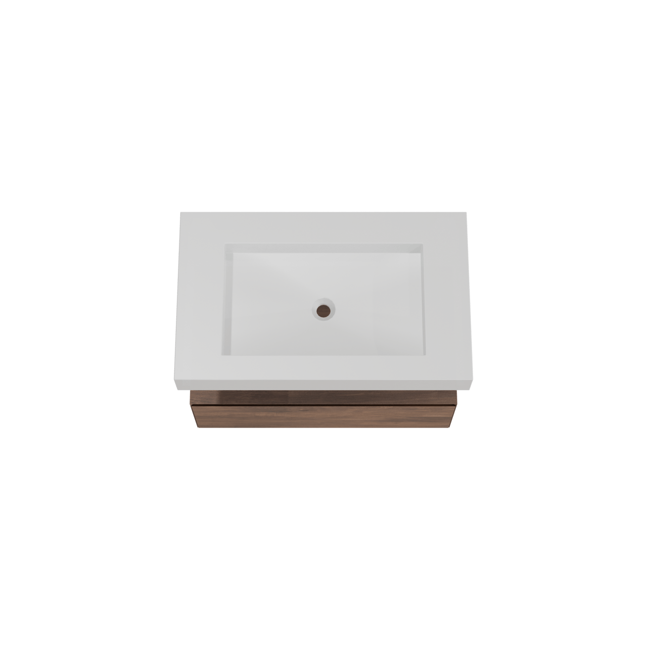 Balmani Mitra Elements hängendes Möbelstück Set: 90 x 55 cm, Amerikanischer Nussbaum mit Modus Einzelwaschtisch, Solid Surface Weiß matt