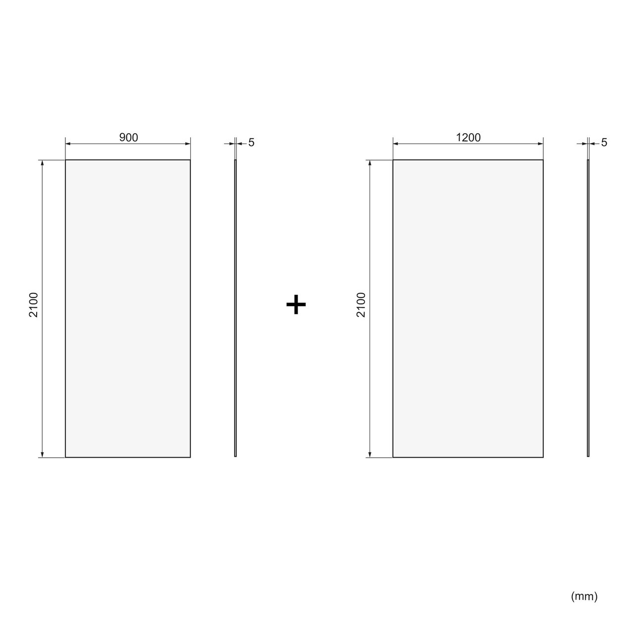 Linie Plato set douchewandbekleding set 120x210 & 90x210 cm pvc donkergrijs Dakota