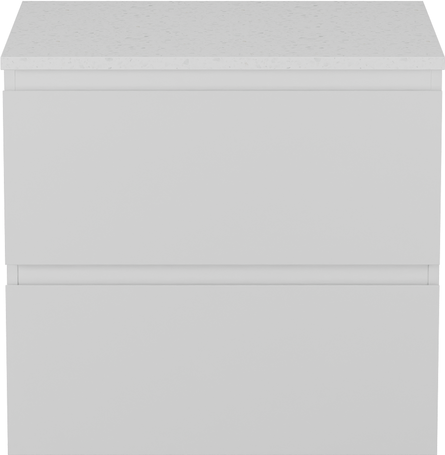 Linie Lado meuble salle de bains suspendu 60 x 46 cm blanc brillant avec Lado tablette simple en mélaminé terrazzo blanc