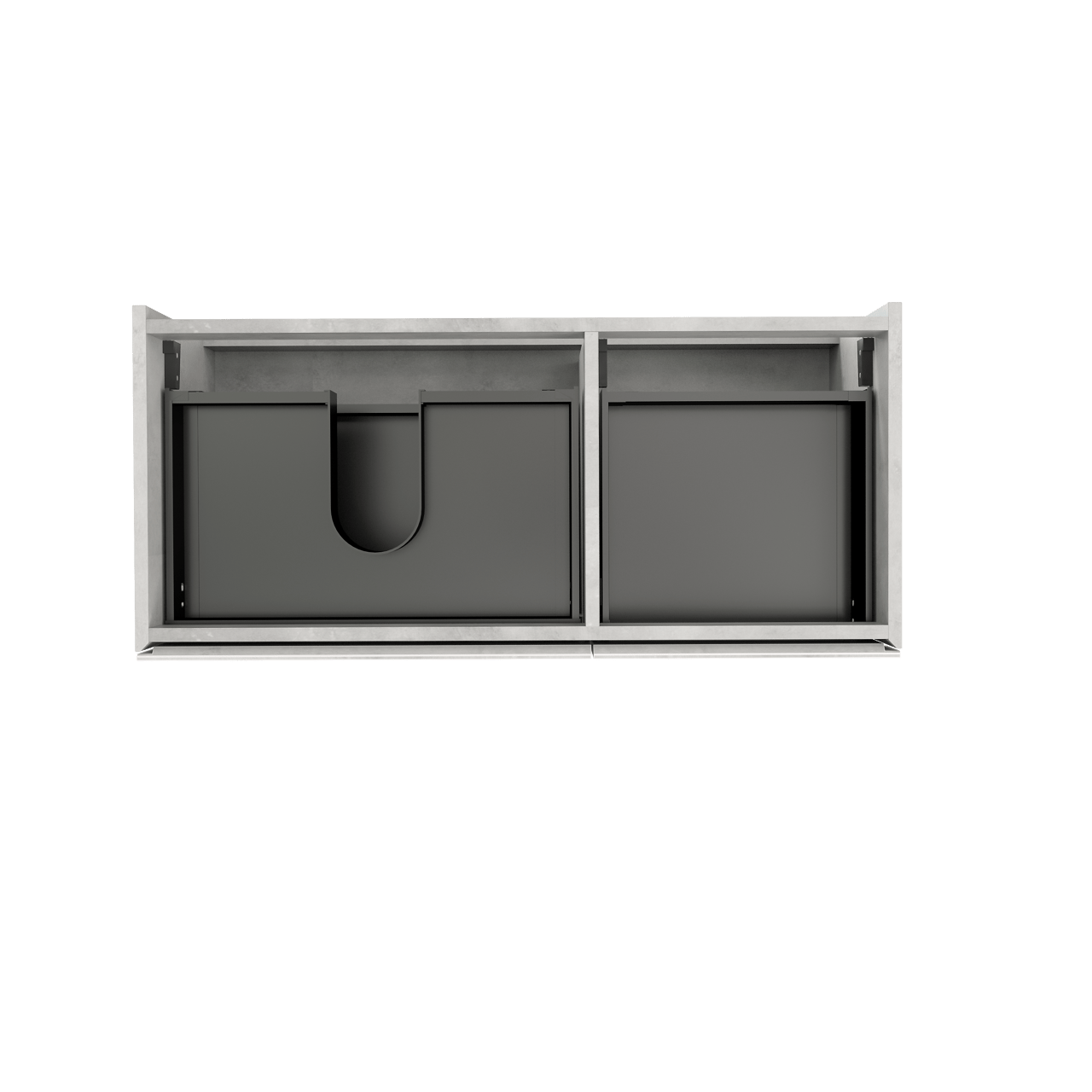 Storke Edge zwevende wastafelonderkast 100 x 46 cm asymmetrisch links beton zilvergrijs 3 lades