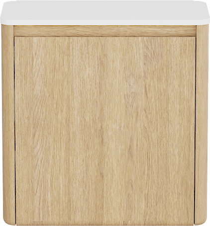 Balmani Fara meuble wc suspendu 45 x 22 cm chêne naturel avec Fara Stretto tablette en Solid Surface blanc mat