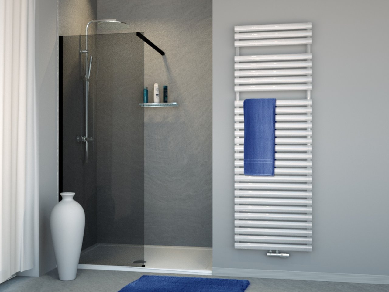 Balmani Modular Nischendusche 80 x 200 cm, Rauchglas , Profil schwarz matt