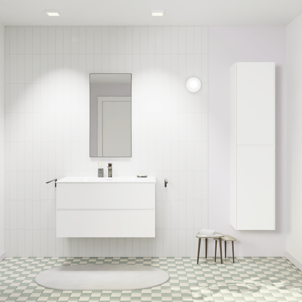 Storke Edge zwevend badkamermeubel 95 x 52 cm mat wit met Mata enkele wastafel in solid surface mat wit