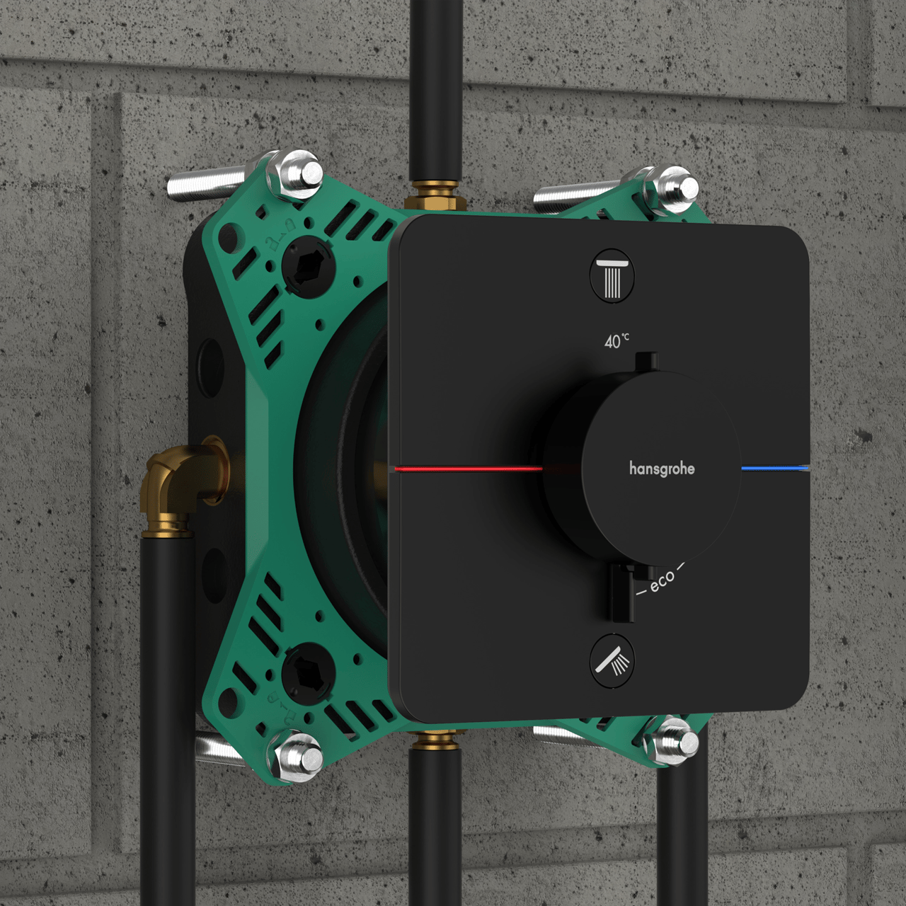 Hansgrohe Showerselect Comfort Q Thermostat-Duscharmatur: Unterputz, für 2 Verbraucher, Schwarz matt