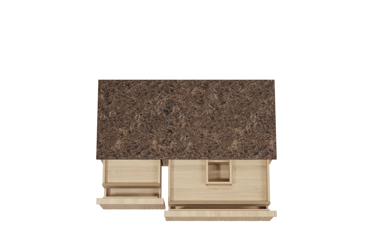 Balmani Forma zwevend badmeubel 120 x 55 cm naturel eiken met Stretto enkel of dubbel wastafelblad in marmer dark emperador, Verticale asymmetrische ronde ribbel